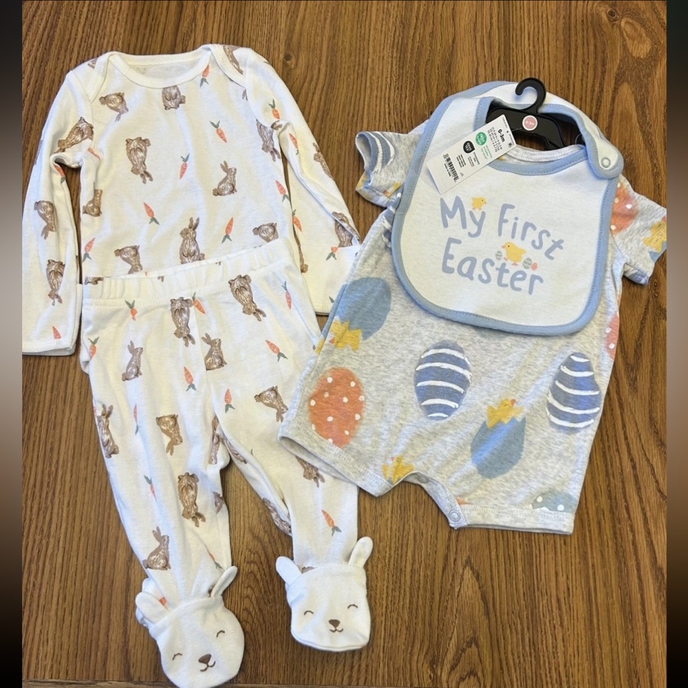 Carter’s My First Easter Baby 0-3 Month 2 Outfit Bundle Easter Bunny Spring